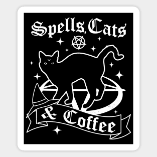 Spells Cats and Coffee - Gothic Pastel Goth Cat Lover Witch Magnet